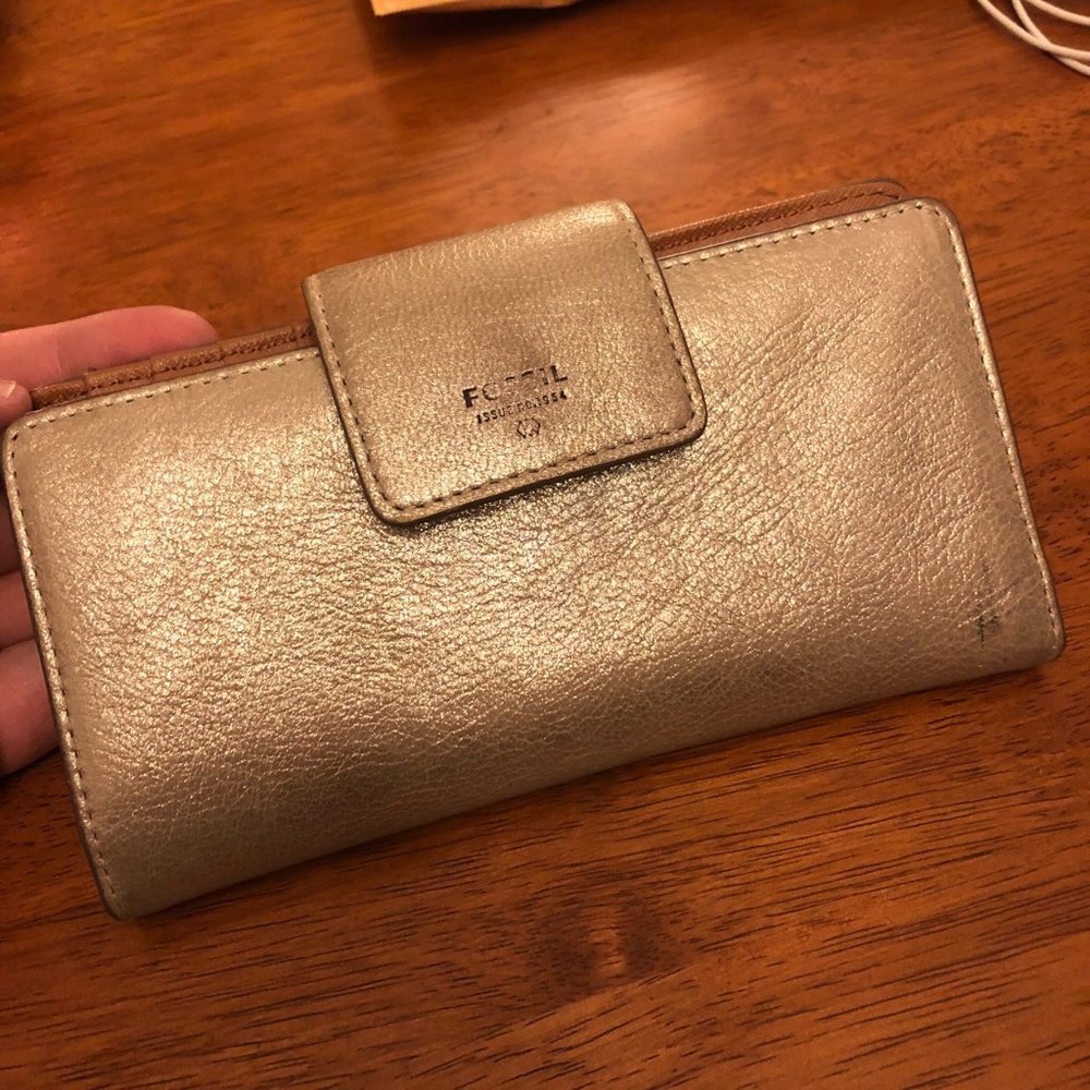 Gold Fossil Tab Wallet